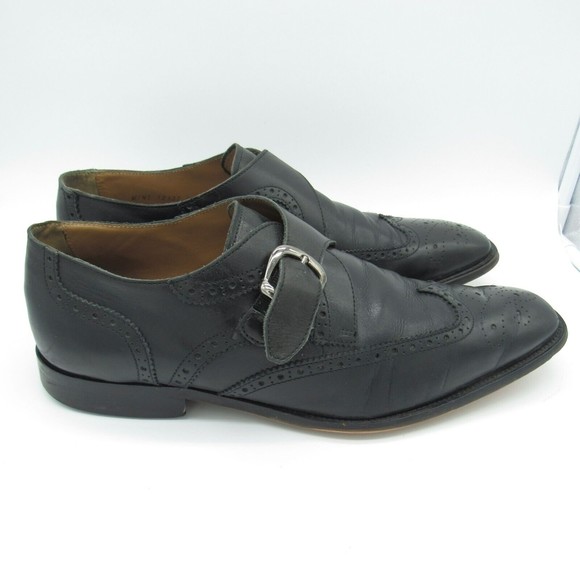 Florsheim Mens Size 10.5 D Sabato 12127 Black Leather Wingtip Monk Strap Shoes main image 4